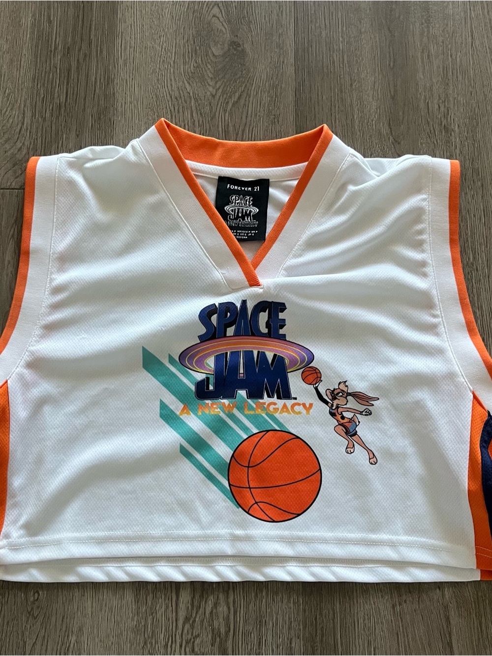 Forever 21 White & Orange Space Jam New Legacy Womens Basketball Jersey